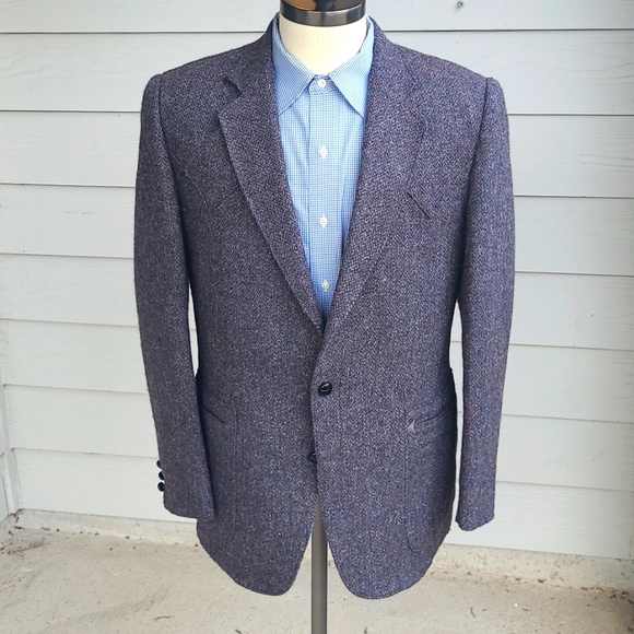 H BAR‎ C Ranchwear Purple Grey Weave Western Tweed Wool Sz 44 R Mens Sport Coat